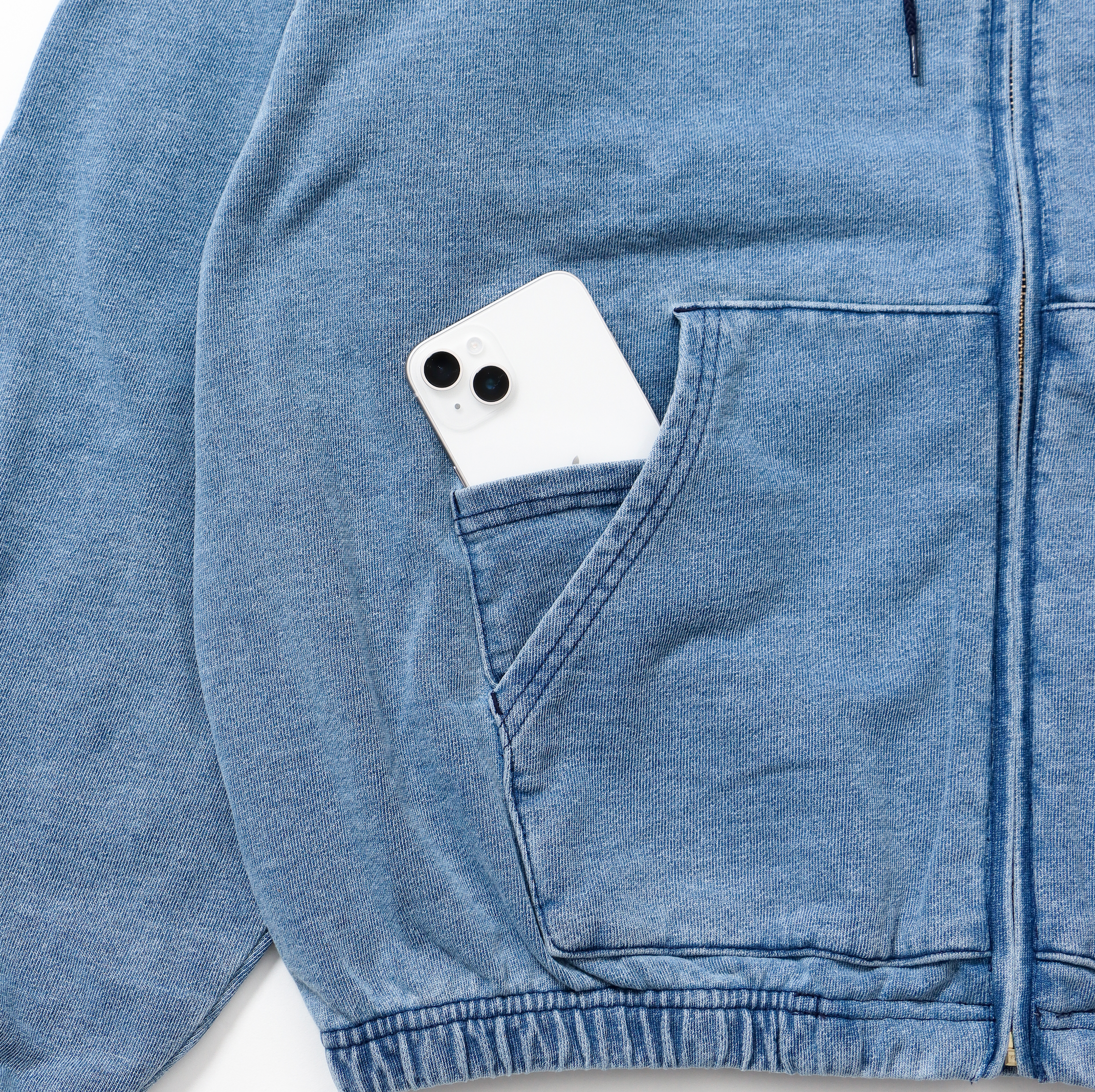 ＜RC-25035＞Denim Sweat Zip-up Hoodie