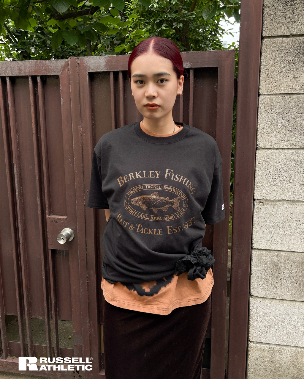 ＜RBK-2504＞Russell×Berkley Oval Trout Logo Heavy Cotton Jersey S/S T