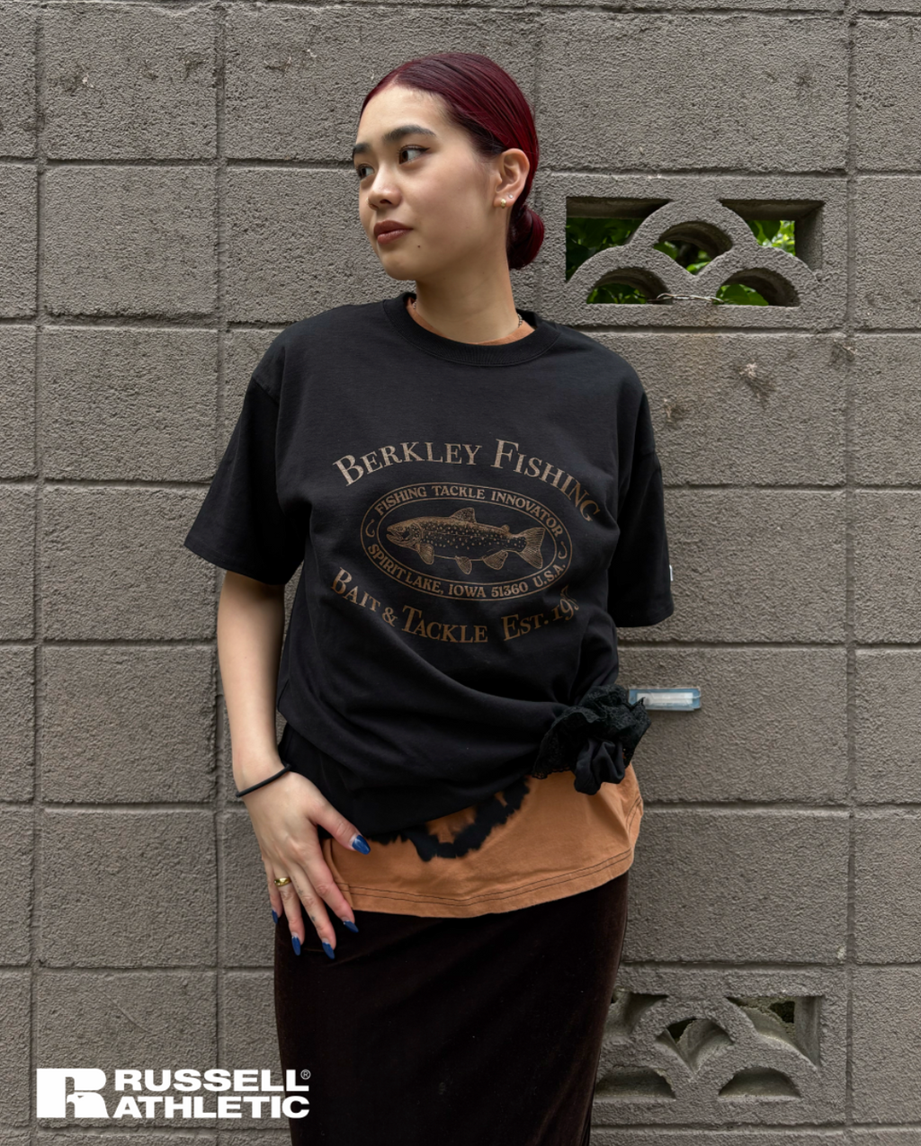 ＜RBK-2504＞Russell×Berkley Oval Trout Logo Heavy Cotton Jersey S/S T