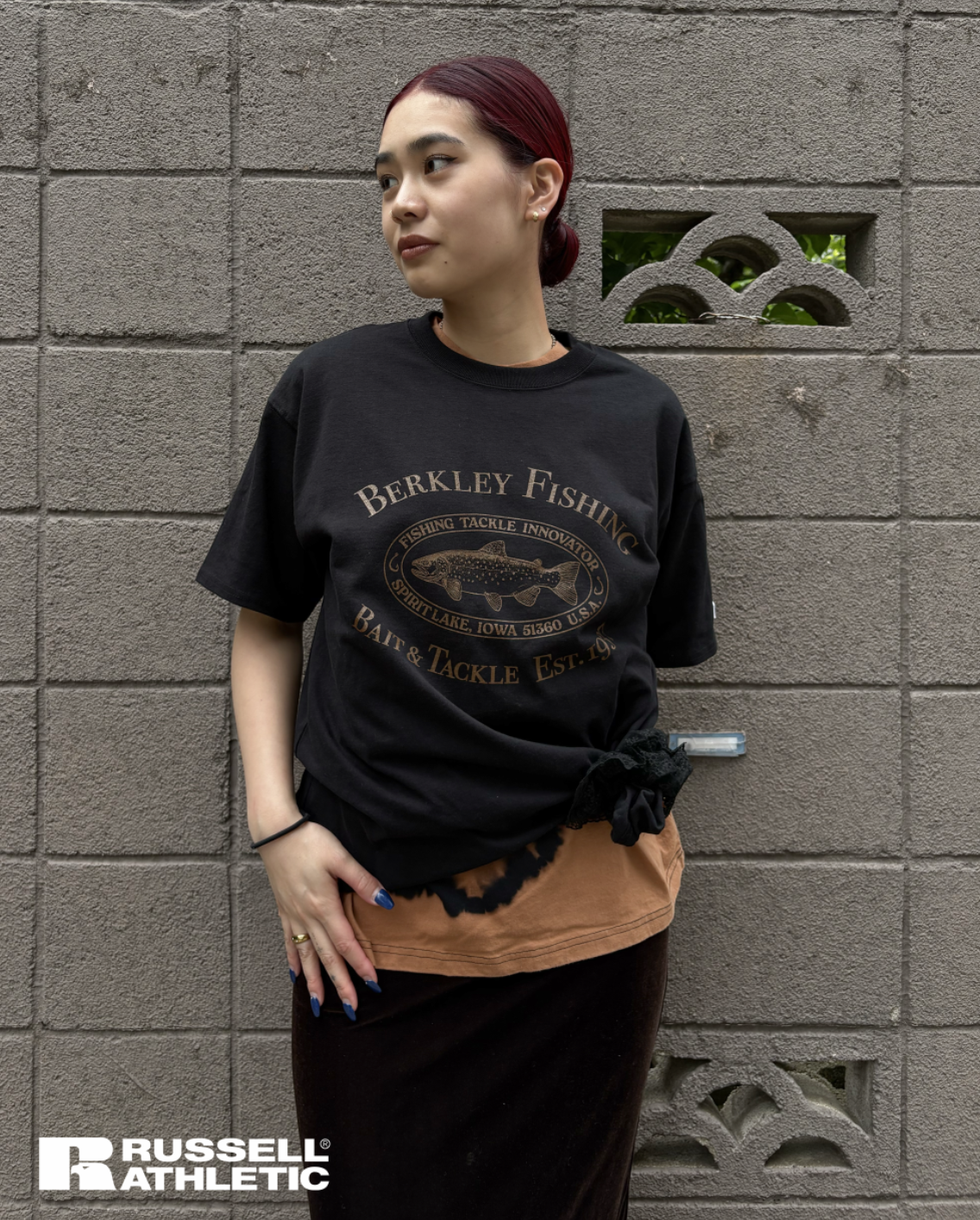 ＜RBK-2504＞Russell×Berkley Oval Trout Logo Heavy Cotton Jersey S/S T