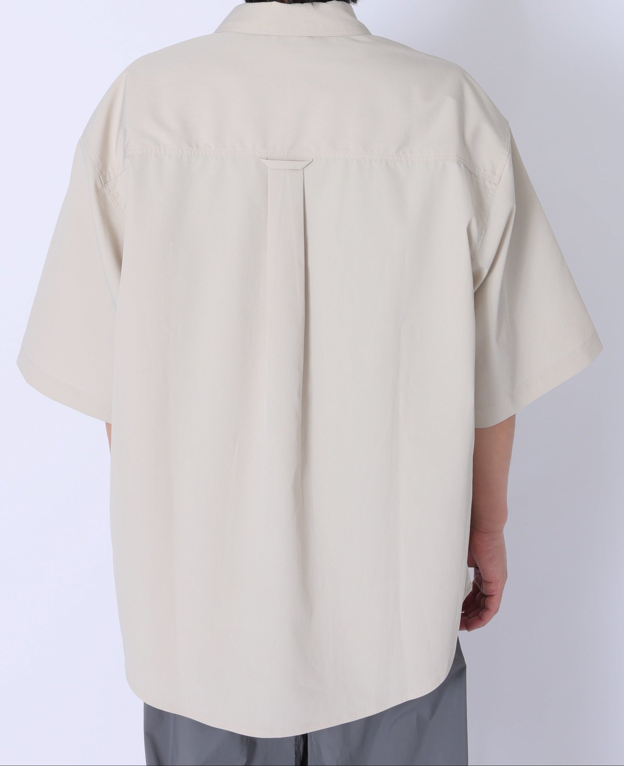 ＜GRJ#26034＞Synthetic Crepe Taffeta Button up S/S Leisure Shirt
