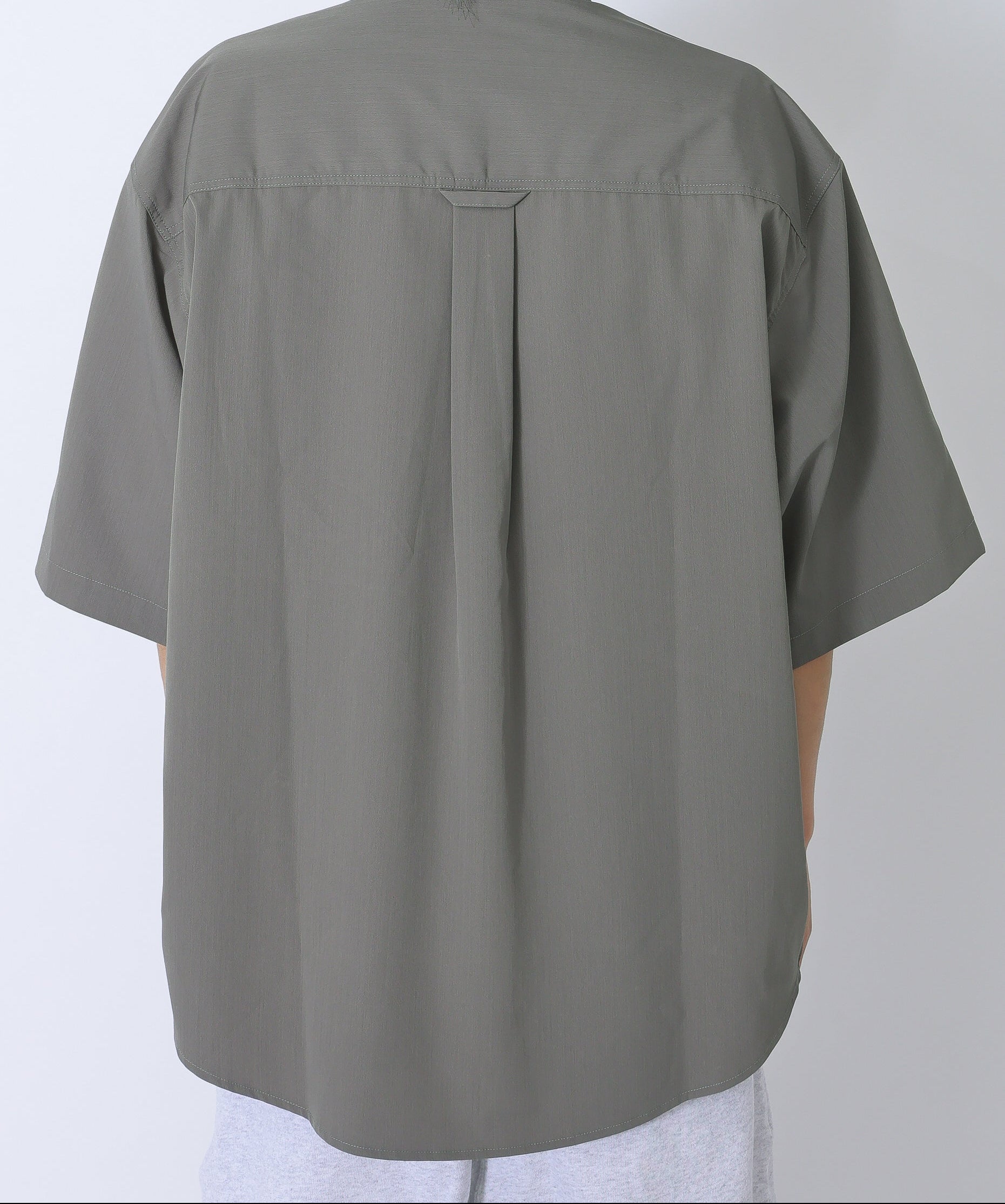 ＜GRJ#26034＞Synthetic Crepe Taffeta Button up S/S Leisure Shirt