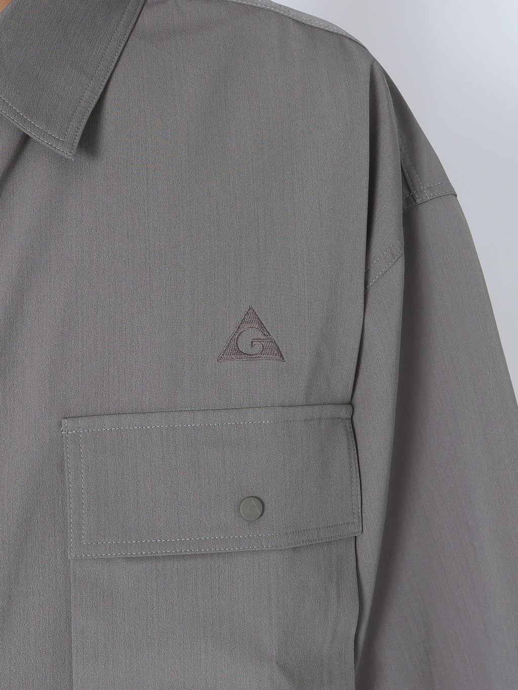 ＜GRJ#26034＞Synthetic Crepe Taffeta Button up S/S Leisure Shirt