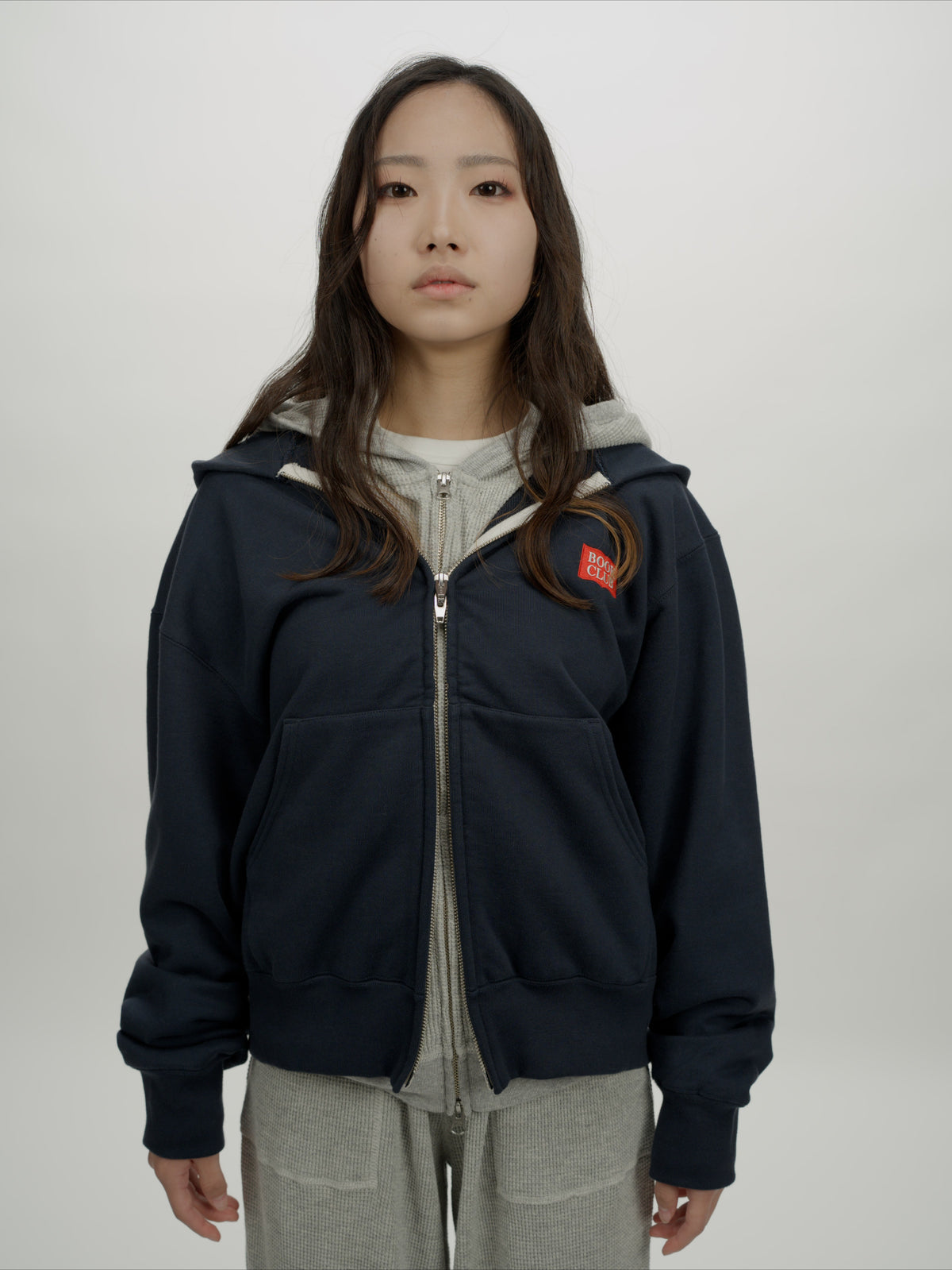 ＜BC#26002＞Heavy Oz Cotton Sweat Zip up Hoodie -BOOK CLUB Logo Emb-