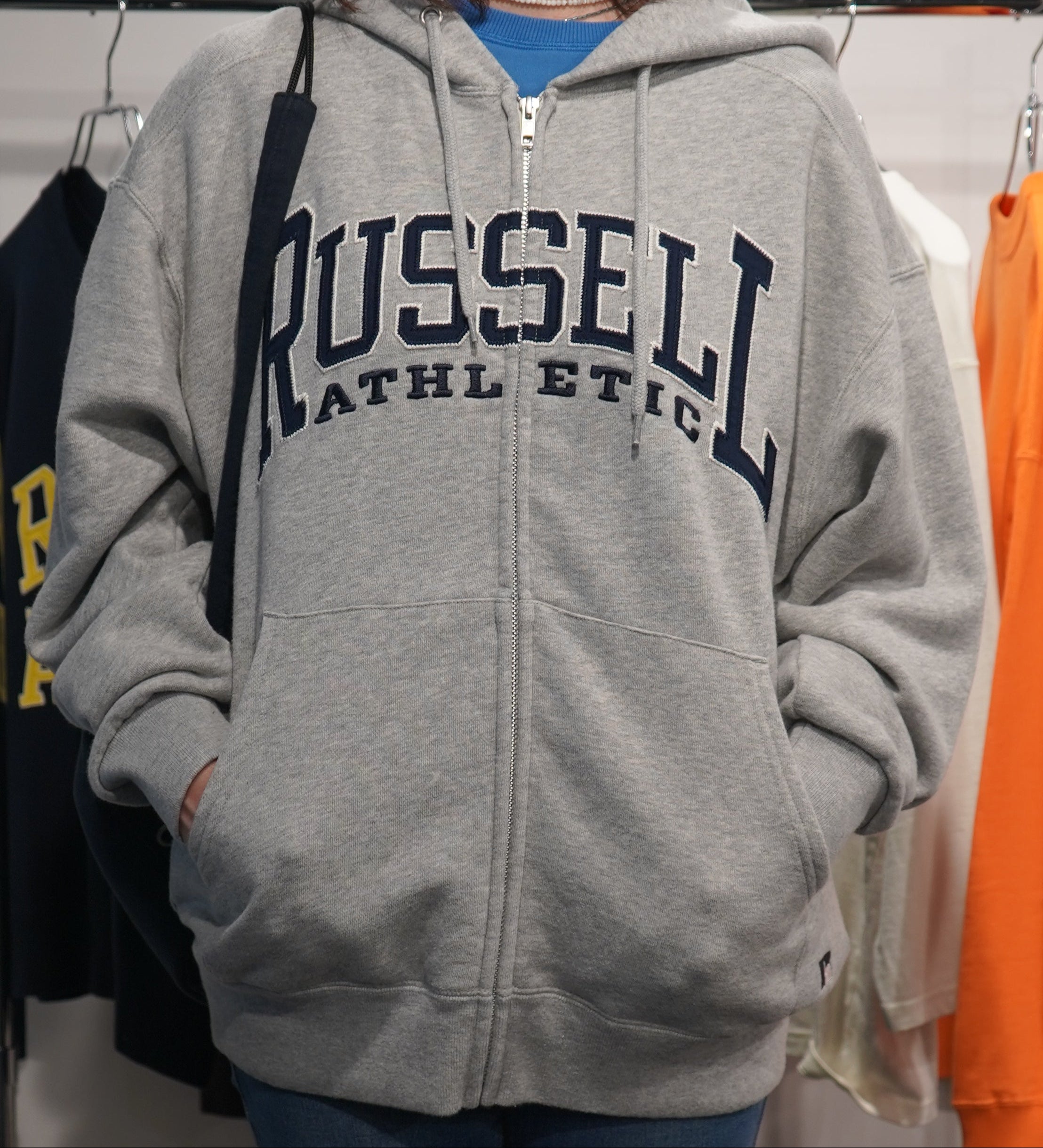 ＜RC-25701＞HIGH COTTON Sweat Letter Patched Zip Hoodie