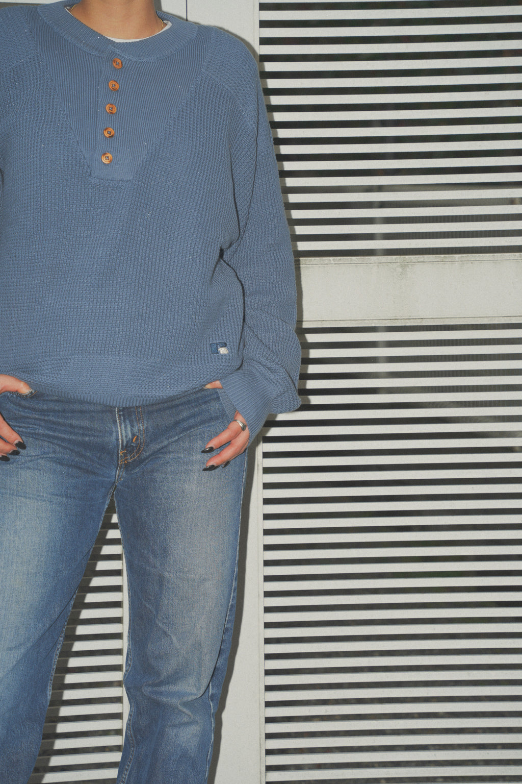 ＜RC-24711＞7G Cotton Rib Knit Henley Neck Sweater