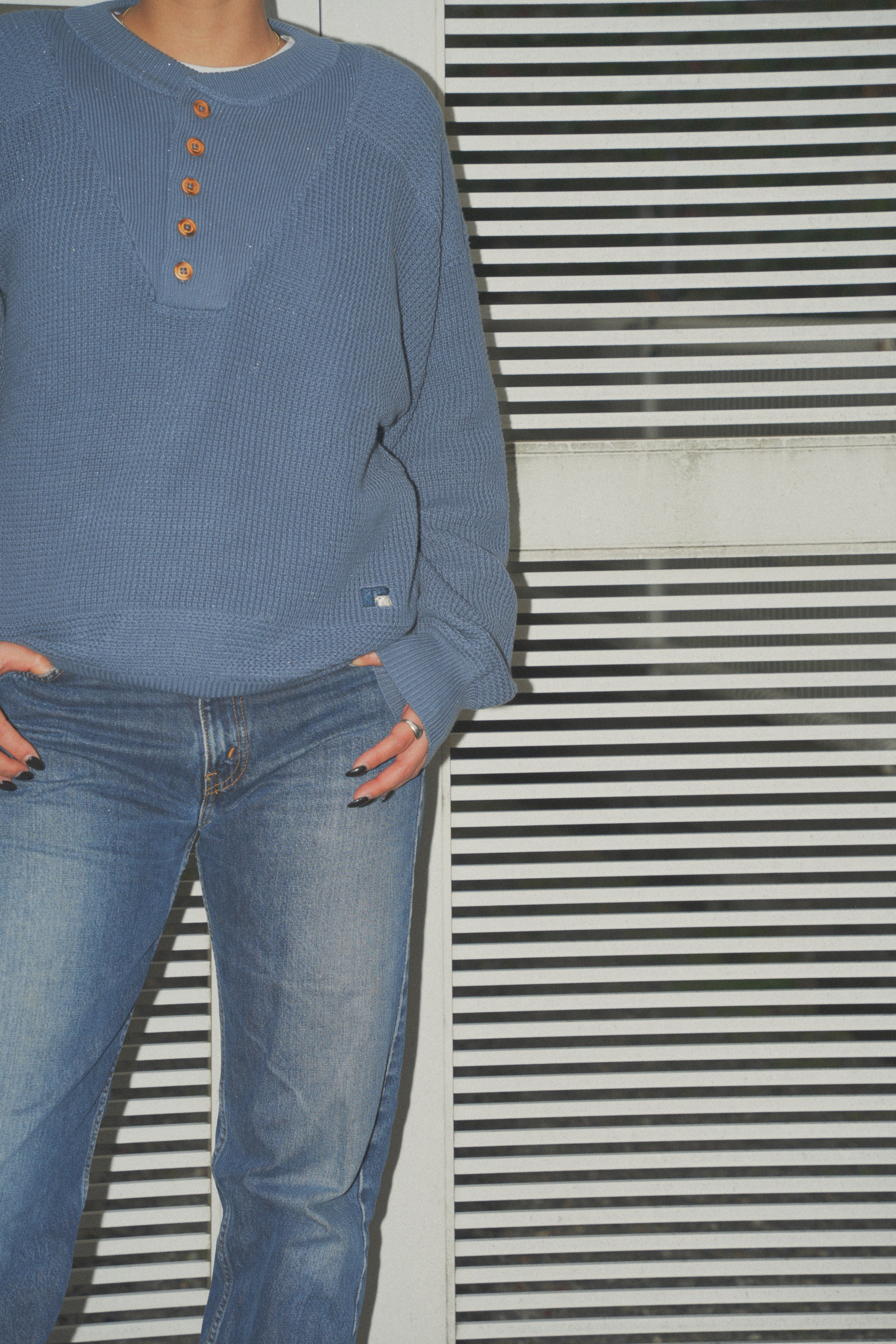 ＜RC-24711＞7G Cotton Rib Knit Henley Neck Sweater