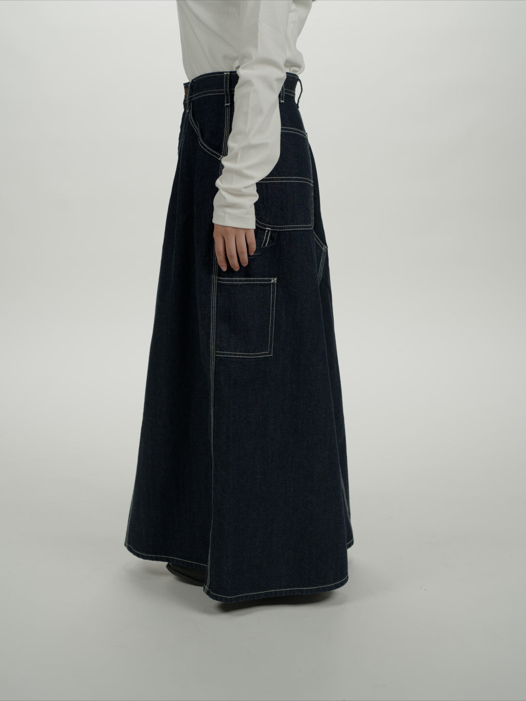 ＜GHI#26558W＞11.5oz Cotton Denim Painter Skirt 'CARPENTER'