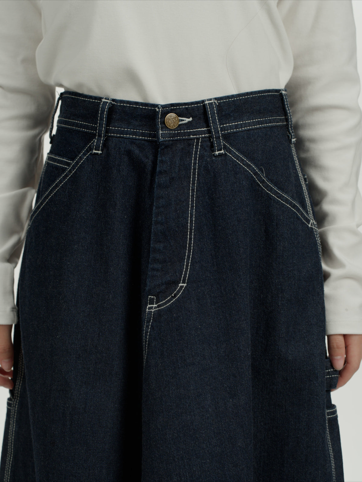 ＜GHI#26558W＞11.5oz Cotton Denim Painter Skirt 'CARPENTER'