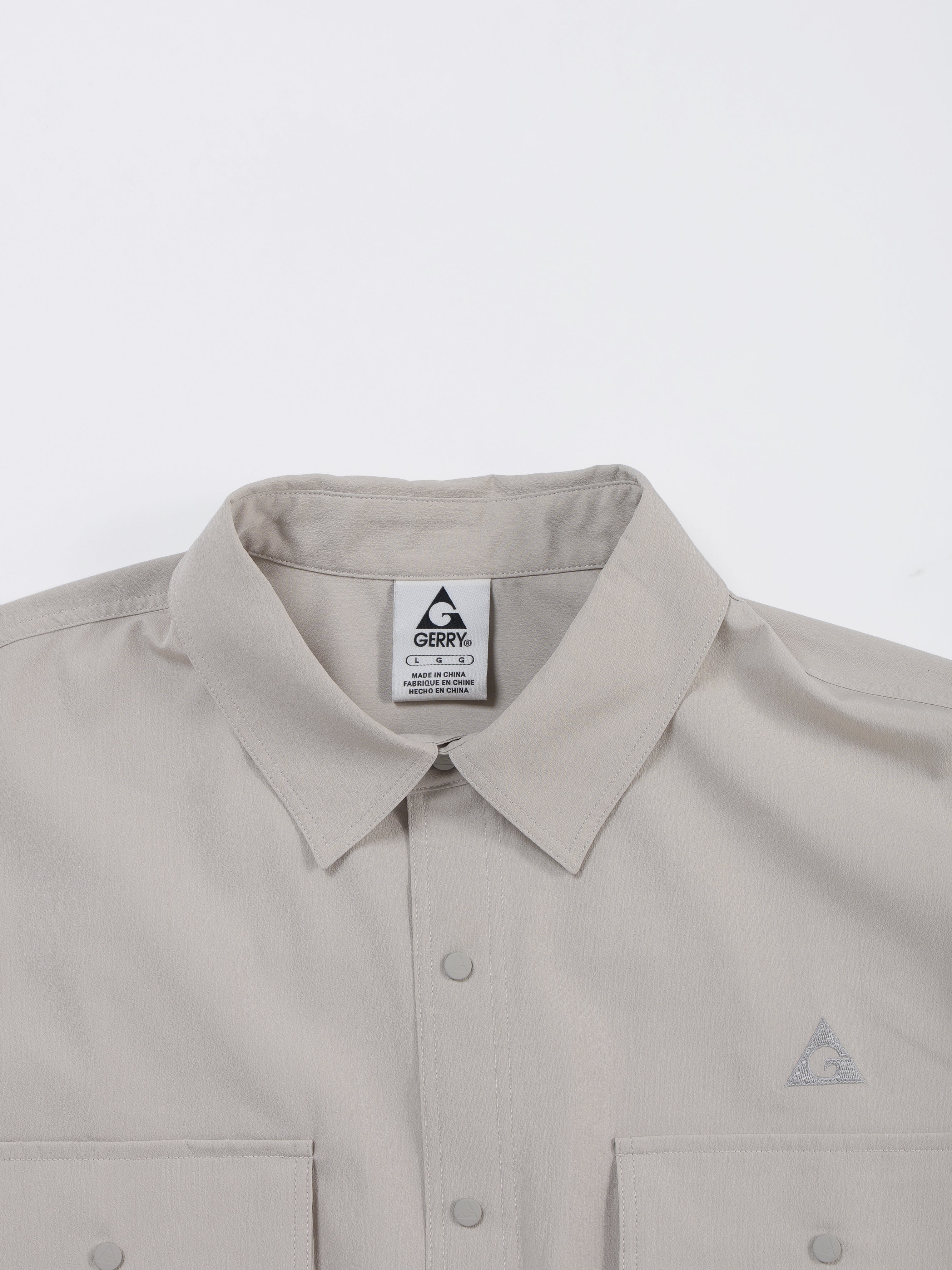 ＜GRJ#26034＞Synthetic Crepe Taffeta Button up S/S Leisure Shirt