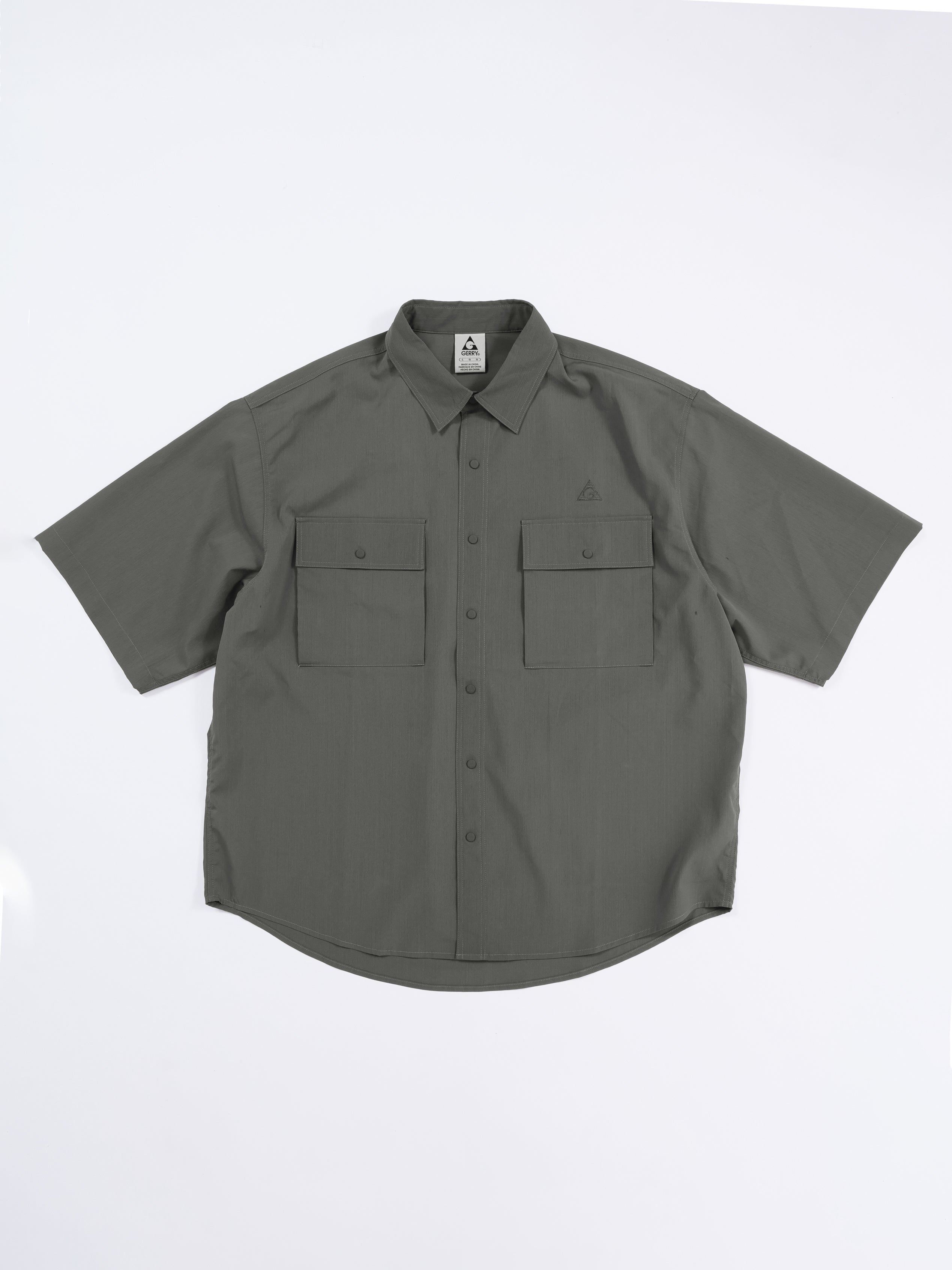 ＜GRJ#26034＞Synthetic Crepe Taffeta Button up S/S Leisure Shirt