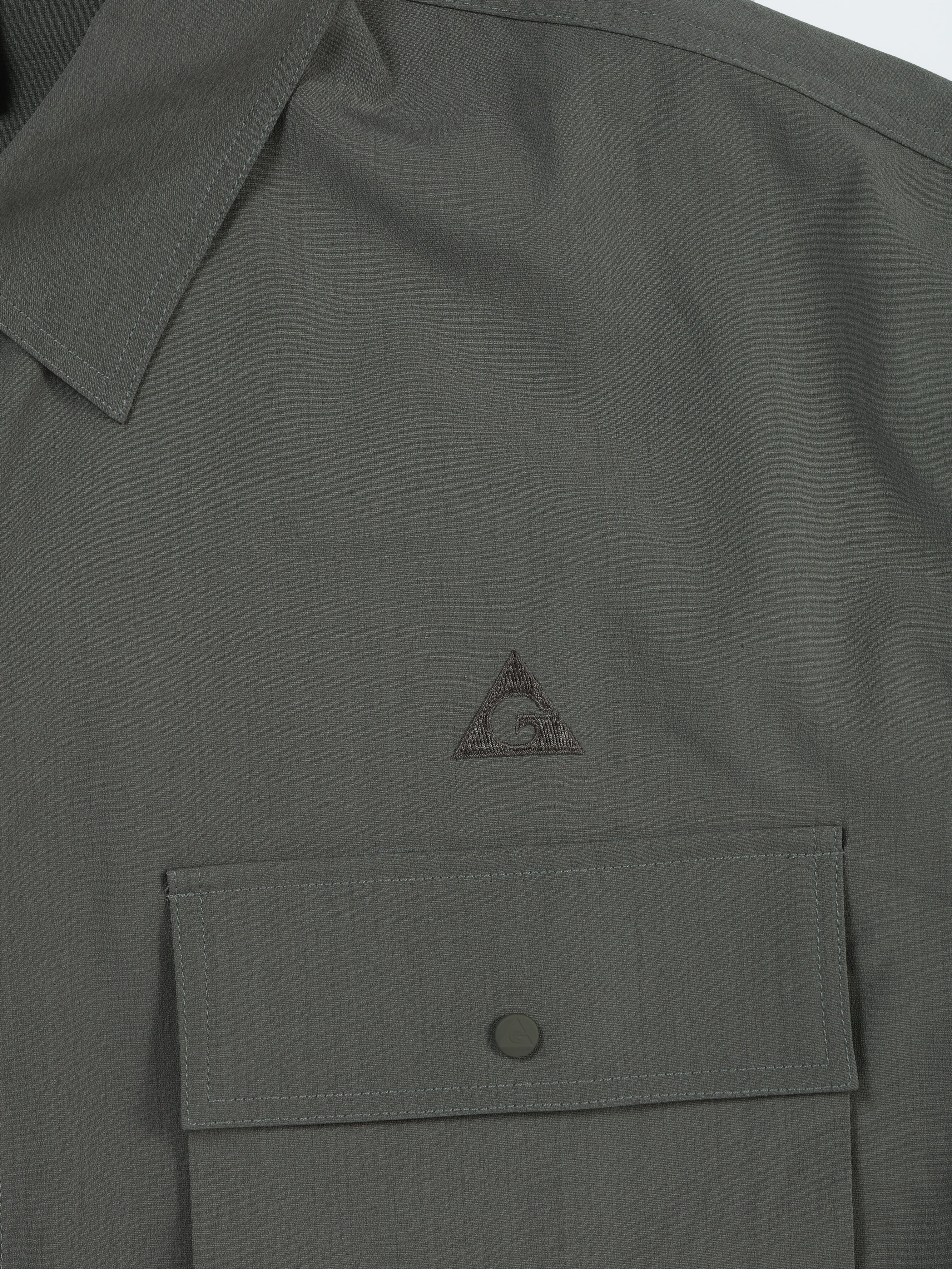 ＜GRJ#26034＞Synthetic Crepe Taffeta Button up S/S Leisure Shirt