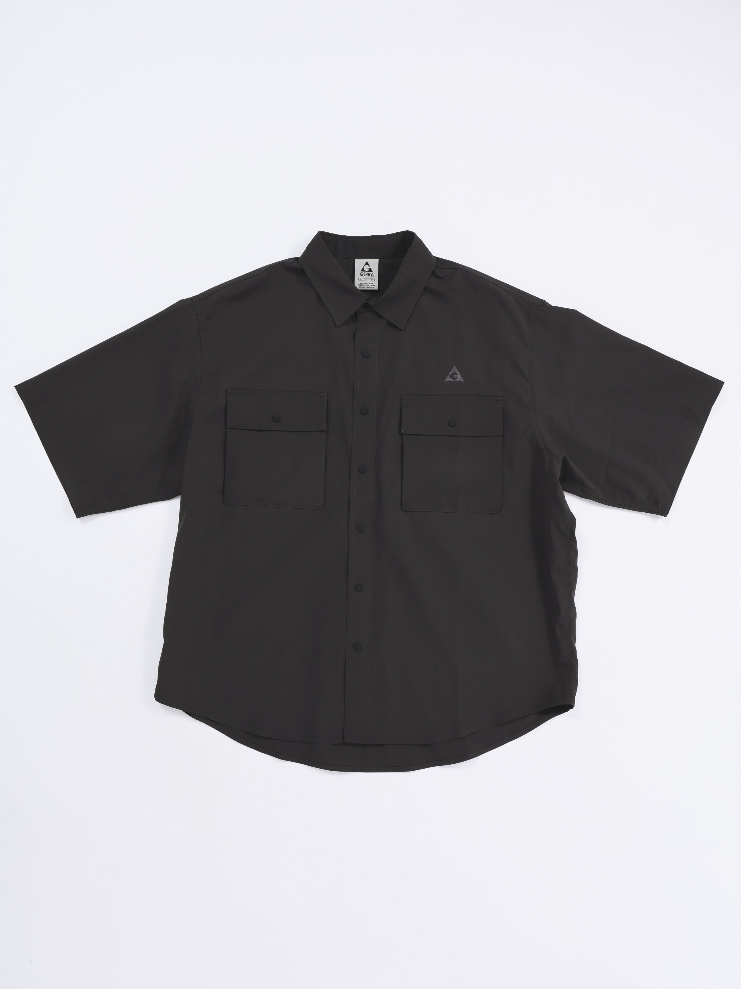 ＜GRJ#26034＞Synthetic Crepe Taffeta Button up S/S Leisure Shirt