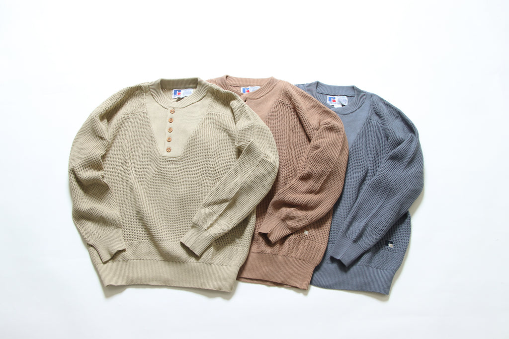 ＜RC-24711＞7G Cotton Rib Knit Henley Neck Sweater