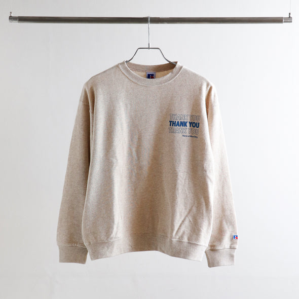 《online Limited》'Thank you' Sweat Crew Neck Shirt＜RC-23752＞RUSSELL ATHLETIC