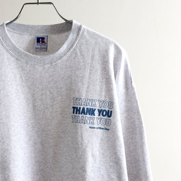 《online Limited》'Thank you' Sweat Crew Neck Shirt＜RC-23752＞RUSSELL ATHLETIC