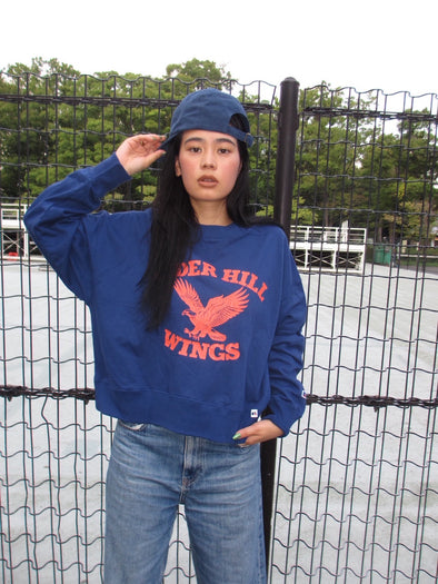 Wmns Brushed Fleece Sweat Cropped Shirt＜RCW-25717＞RUSSELL ATHLETIC