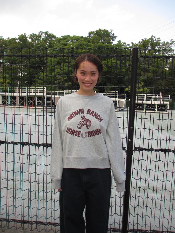 Wmns Brushed Fleece Sweat Cropped Shirt＜RCW-25717＞RUSSELL ATHLETIC