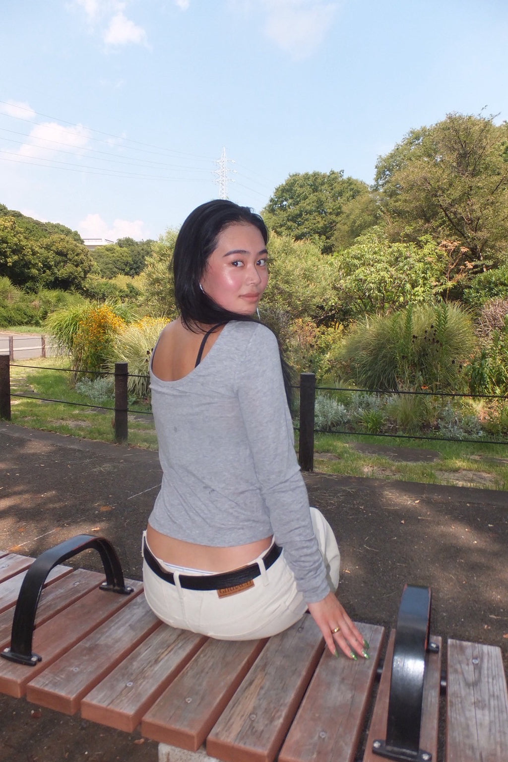 ＜RCW-25736＞Wmns Rib Jersey  L/ST Back Open T