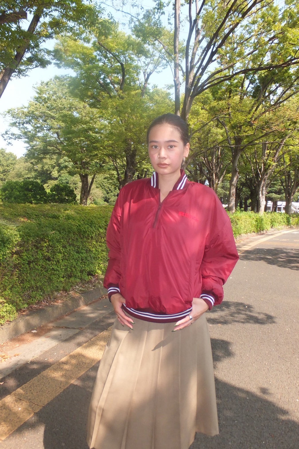 ＜RC-25747＞Nylon Puffer Half Zip  Warm up Jacket